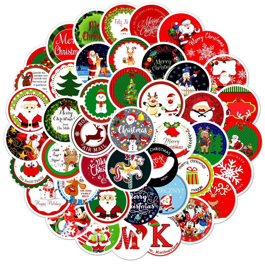 60 Stück Weihnachts-Aufkleber-Set mit niedlichen Doodle-Motiven in Multicolour für Umschläge, Geschenkpapier und Notizbücher - Bild 3