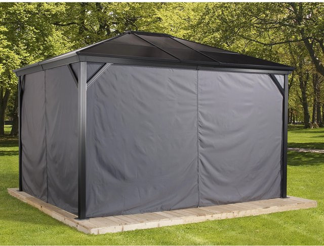 Sojag Vorhang-Set für Pavillon Verona aus Polyester, dunkelgrau, Breite: 423 cm, Höhe: 191 cm - Bild 1