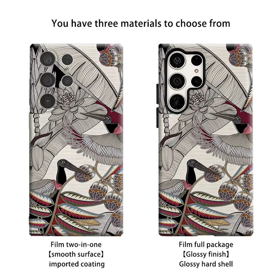 Potdemiel Handyhülle mit tropischem Vogel-Design für Samsung Galaxy S26 S25 S24 S23 Ultra Plus, stoßfeste Doppelschicht Rückabdeckung, mehrfarbig - Bild 2