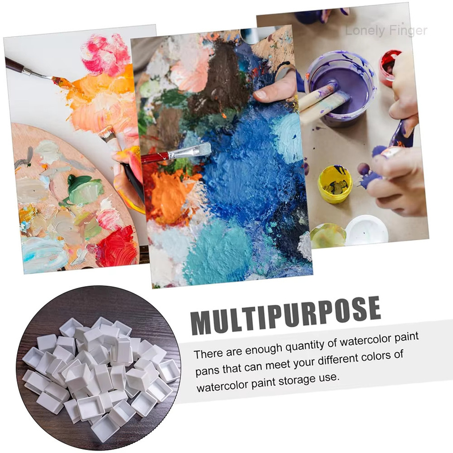 25 Stück leere Aquarellpfannen aus Kunststoff in Weiß, halbe Pfannen mit 2 ml Fassungsvermögen für DIY-Kunst und Malutensilien - Bild 3