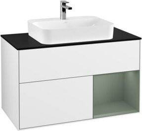 V&B Waschtischunterschrank Finion 100 mit Wandbeleuchtung, Weiß lackiert, Breite: 100 cm, Höhe: 50,1 cm, Tiefe: 50,1 cm - Bild 1