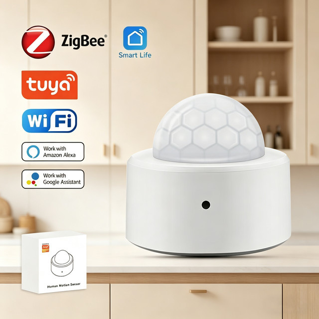 Tuya Zigbee PIR-Bewegungssensor in Weiß für Smart Home Sicherheit mit Alexa und Google Sprachsteuerung über die Smart Life App - Bild 1