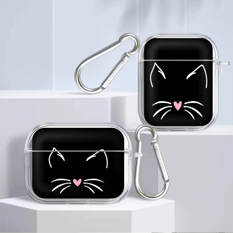 Transparente Katzen-Kopfhörerhülle für Apple AirPods Pro, Pro 2, Pro 3, AirPods 4, 3 und 1 - Bild 1