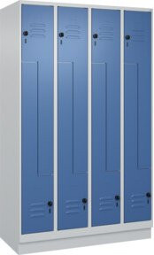 C+P Z-Spind Classic PLUS mit Sockel, 8 Fächer, Grau/Blau, H x B x T: 195 x 120 x 50 cm, mit Sicherheits-Drehriegel und Garderobenstange - Bild 1