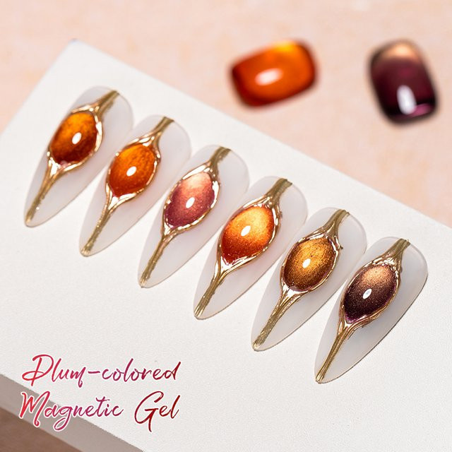 MEET ACROSS Magnetisches Nagel-Gel-Set, Pflaumenfarben, Schimmernd, 7 ml - Bild 1