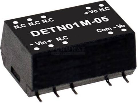 Mean Well DETN01N-15 DC/DC-Wandlermodul in Schwarz mit 2 Ausgängen und 34mA 1W - Bild 1