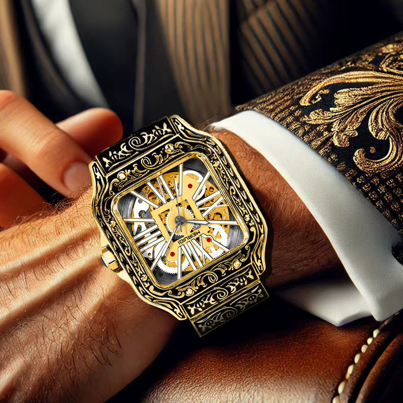 MEIRUIQI Armbanduhr Automatik, Gold, Herren - Bild 5