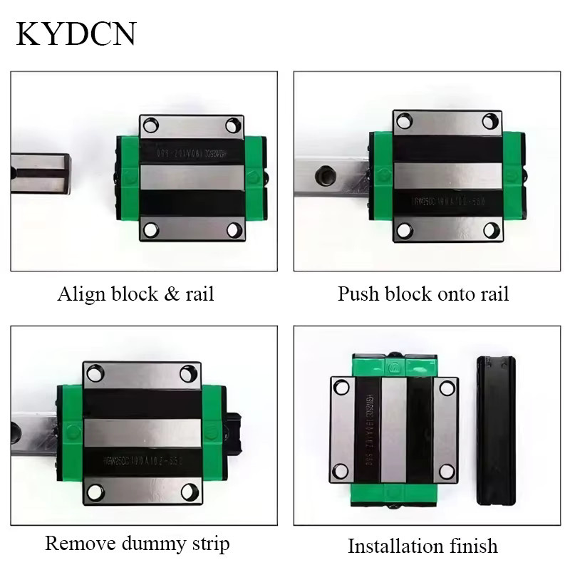kaiyade HGR20 Linearführungsschienen-Set in Silber mit 2 Schienen (Länge: 600-950 mm) und 4 HGH20CA HGW20CC Linearlagern für CNC und 3D-Drucker - Bild 3