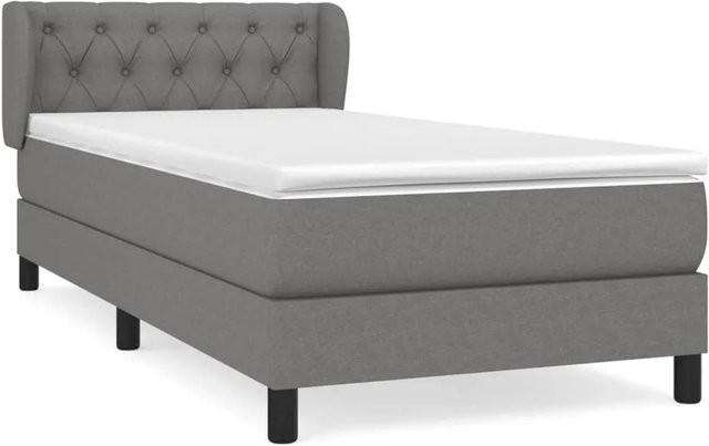 vidaXL Boxspringbett mit Matratze Hybrid-Design Dunkelgrau B/T/H: 80 x 200 x 83 cm - Bild 1