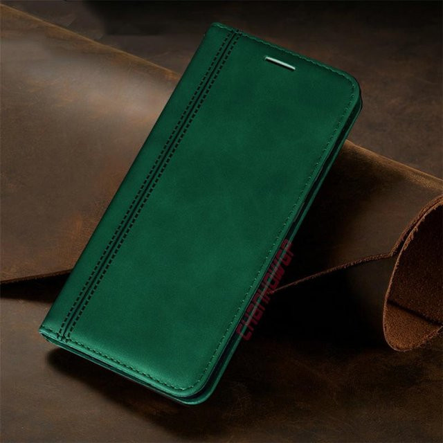Magnetische Leder-Tasche als Flip Case Brieftasche für Samsung Galaxy A51 A71 A01 A11 A21 A31 A41 A81 A91 A70 A50 A30 A40 A20 A10 M30 S in Grün - Bild 1