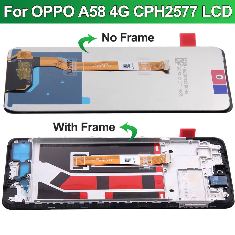 Oppo A58 4G/5G LCD Ersatzdisplay mit Rahmen und Touchscreen in Schwarz - Bild 3