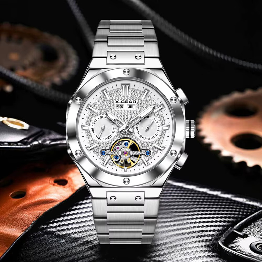 X-GEAR Armbanduhr Automatik, Edelstahl, Diamant, Herren - Bild 2
