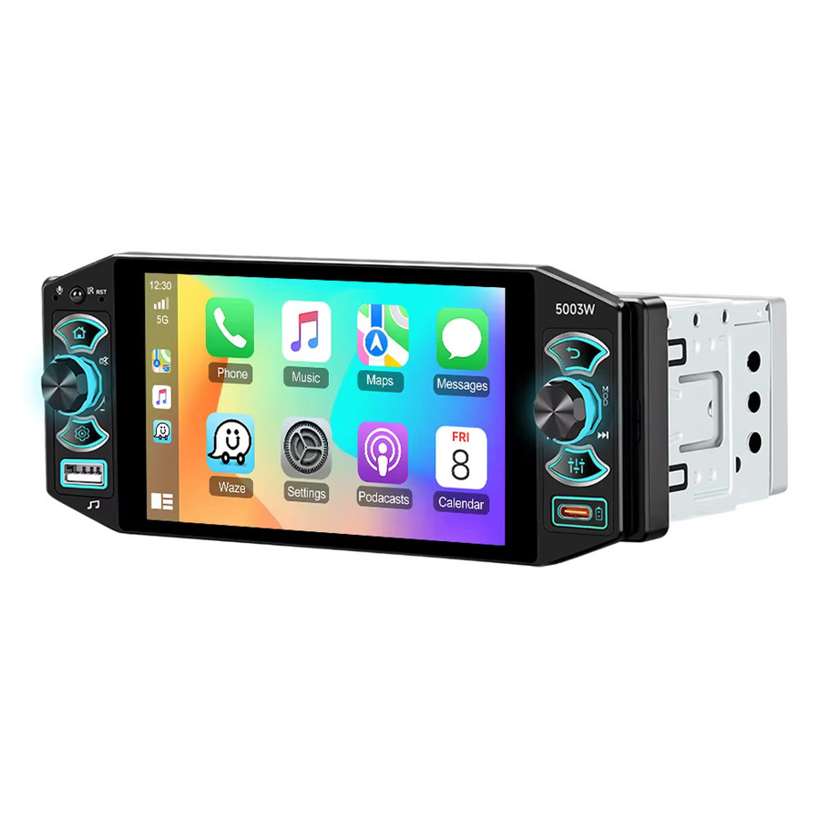 Podofo Kabelloses CarPlay Autoradio mit 5-Zoll-IPS-Bildschirm, Bluetooth, USB und Android Auto in Schwarz - Bild 5