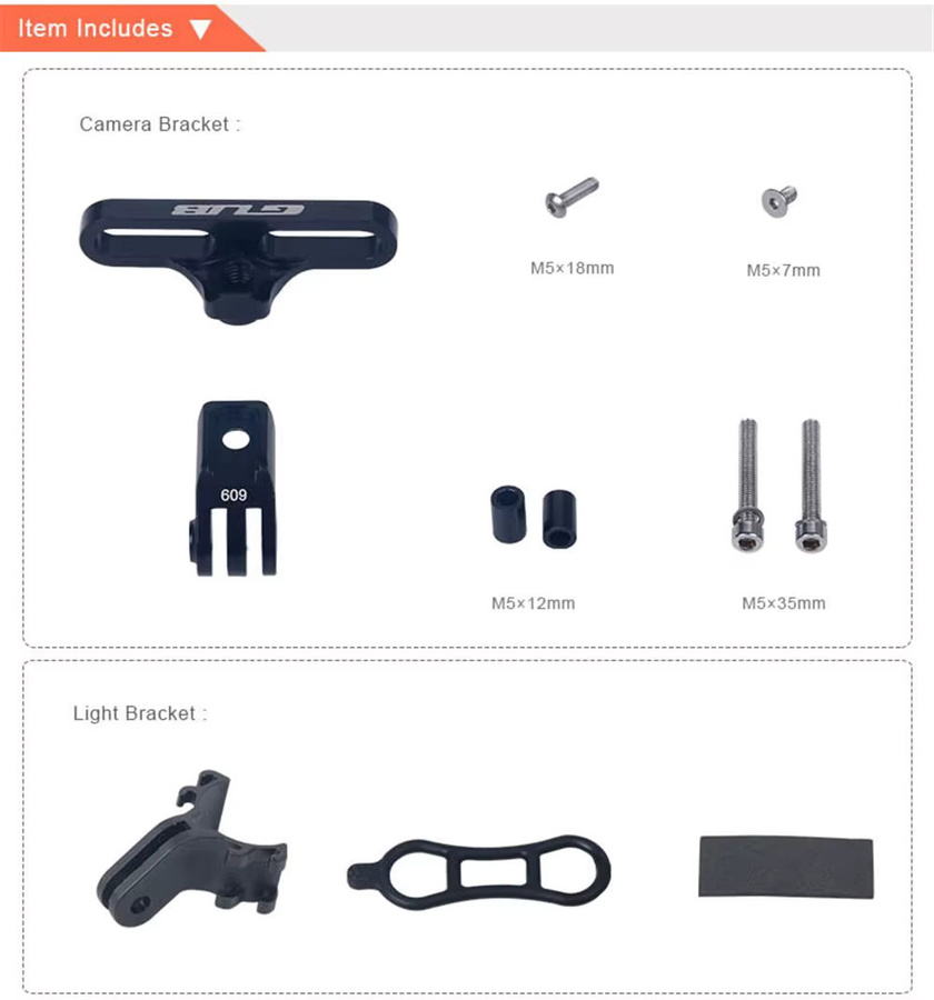 Gub 609 Aluminium Fahrrad Halter Adapter für GoPro Kamera und Licht in Schwarz - Bild 4