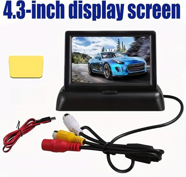 QueenDer Rückfahrkamera-Set mit 10,92 cm faltbarem Bildschirm und HDMI-Anschluss, Schwarz - Bild 1