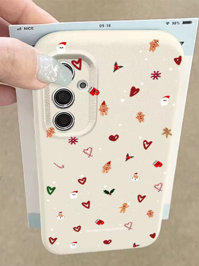 Samsung Handyhülle mit Weihnachtsmuster in Pink für Galaxy S25 S24 S23 S22 Ultra Plus und S21 FE aus TPU mit Lederstruktur - Bild 5