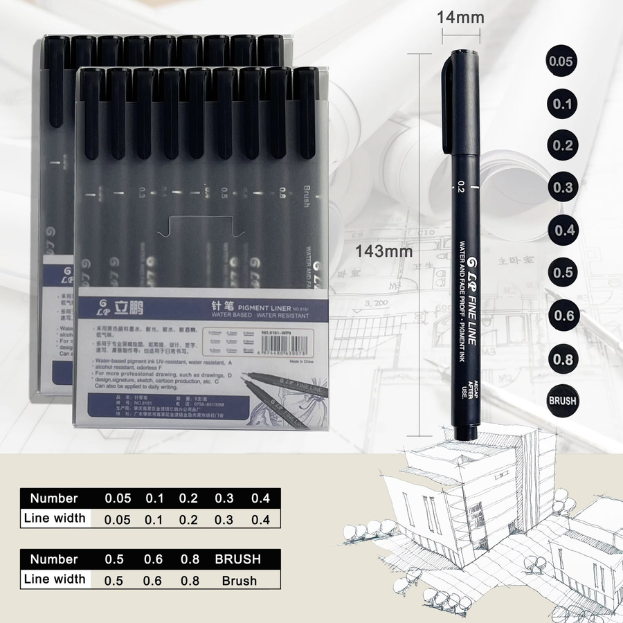 9-teiliges professionelles Kalligrafie-Set im chinesischen Stil mit schwarzen weichen Pinselstiften und porösen Spitzen für Malerei und Skizzenkunst - Bild 2