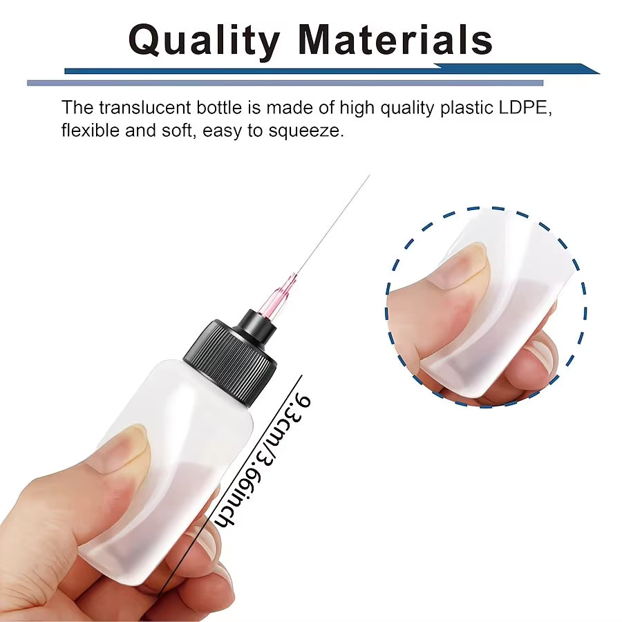 6/12-teiliges Set Kunststoff-Quetschflaschen mit Trichter und 1,5-Zoll-Applikatorspitzen, 50 ml LDPE-Applikatoren für Bastelarbeiten - Bild 3