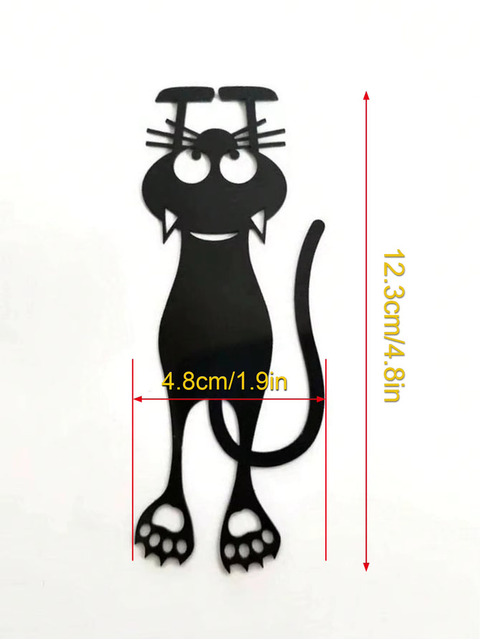 Kreatives Acryl-Lesezeichen mit schwarzem Kätzchen-Motiv und hohlem Design, Farbe: Schwarz, Höhe: 12,3 cm, Breite: 2,3 cm - Bild 2