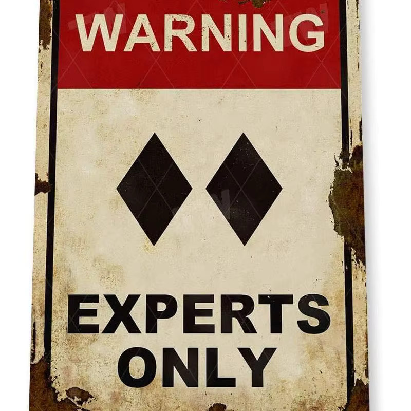 Tinworld Blechschild Caution Experts Only in rustikalem Schwarz mit geometrischem Doppeldiamant-Design aus Metall, Rechteckig, Höhe: 20,0 cm, Breite: 14,0 cm - Bild 2