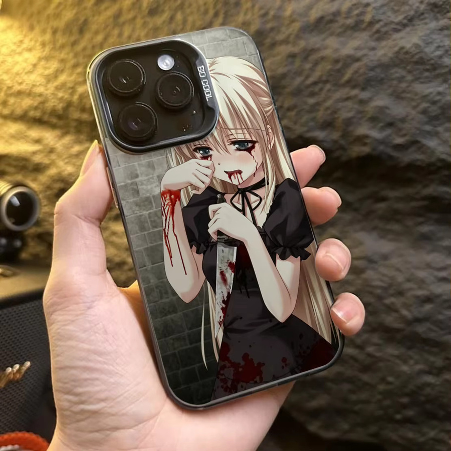 Gothic Anime Yandere Girl Handyhülle für iPhone 17 16 15 11 Pro Max X XR XS Plus in Multicolour mit matter Hartschale - Bild 2