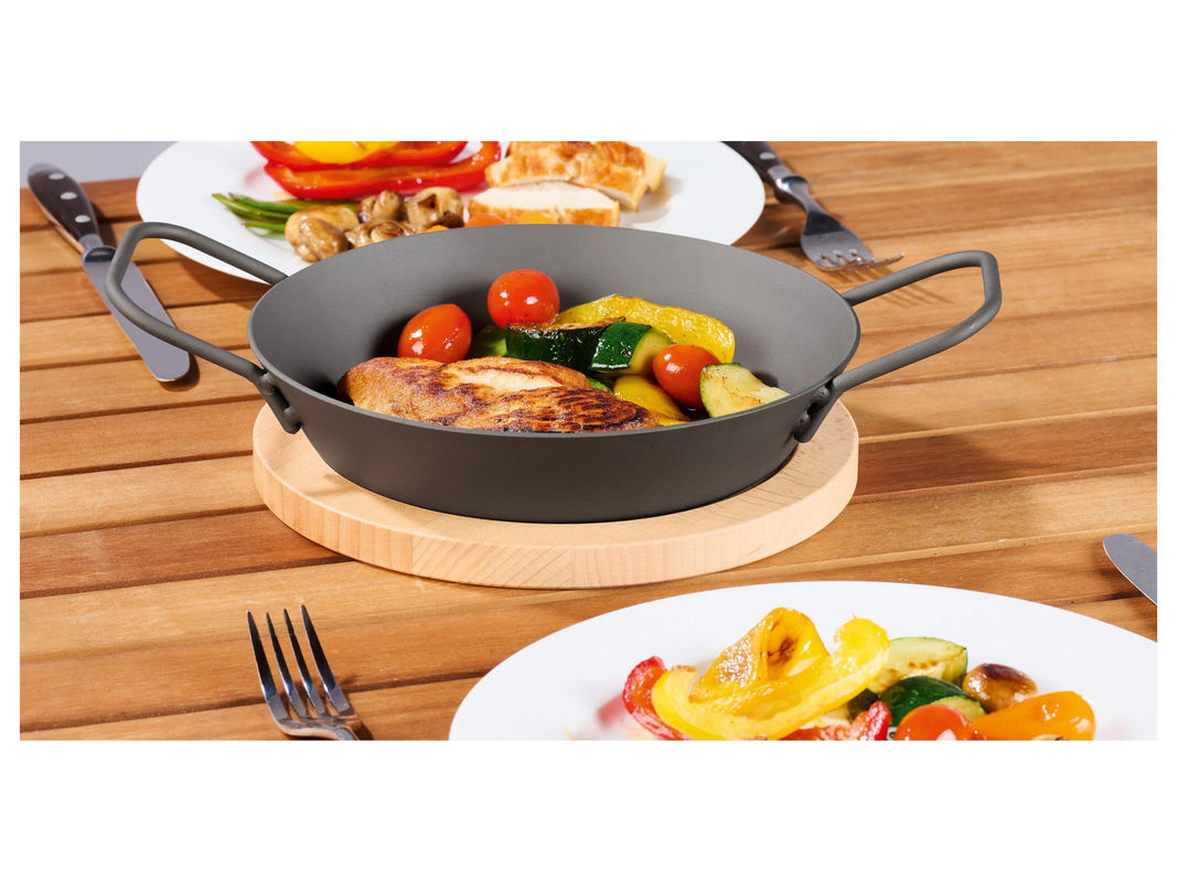 GRILLMEISTER Eisenpfanne mit Servierbrett aus Buchenholz Durchmesser: 32 cm - Bild 3