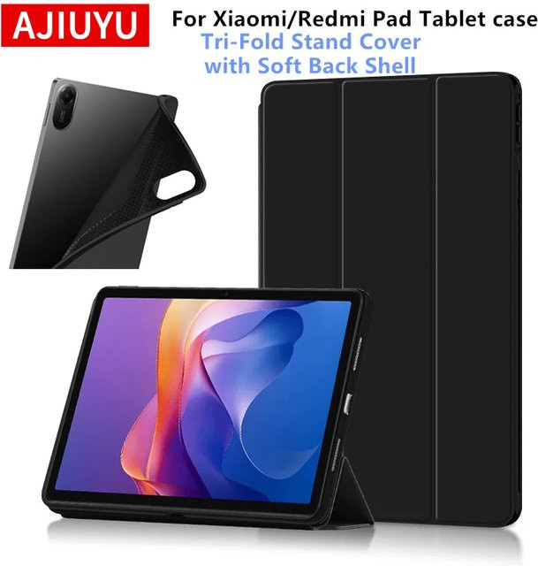 AJIUYU Smart Cover Schutzhülle für Xiaomi Redmi Pad SE, Redmi Pad 2, Pad Pro und Mi Pad 5/6/6s Pro in Schwarz - Bild 1