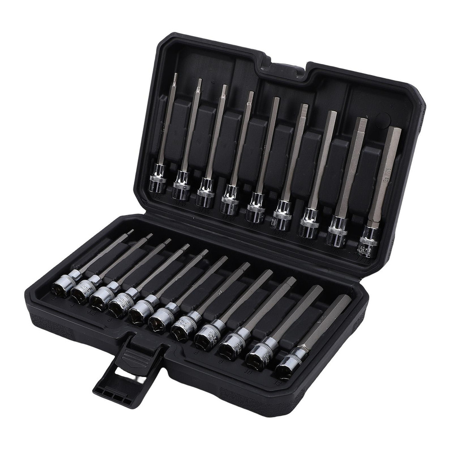 Aimo 20-teiliges extra langes Sechskant-Steckschlüssel-Set aus gehärtetem Edelstahl, 3/8 Zoll Antrieb, metrisch 3-12 mm und SAE 1/8-7/16 Zoll, Farbe Silber - Bild 4