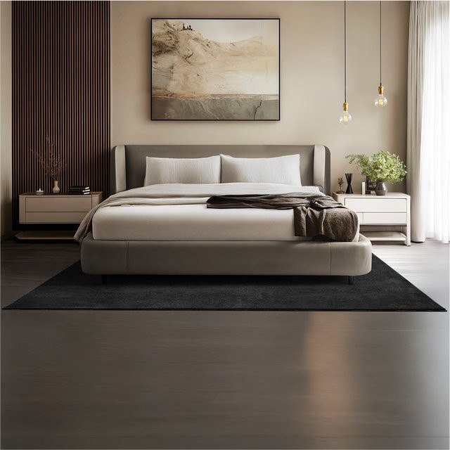 tectake Kurzflorteppich Soft Zone Schwarz, B/T/H: 160 x 230 x 1,50 cm - Bild 1