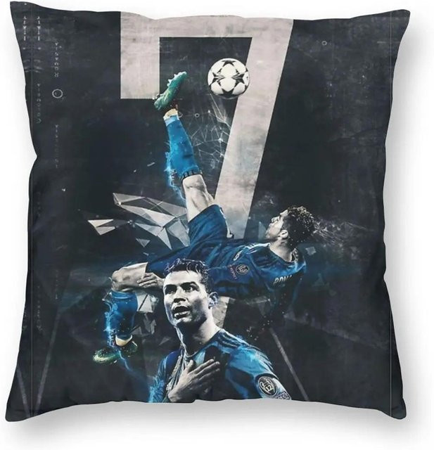 GUOYU HOMEDECOR CR7 Ronaldo Fußball Kissenbezug mit beidseitigem Druck, Grau/Blau, B/B: 45 x 45 cm - Bild 1