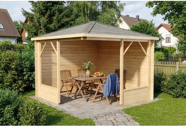 Alpholz Gartenhaus Maik-28 Blockhaus mit Spitzdach, Unbehandelt, B/T: 325 x 325 cm - Bild 1