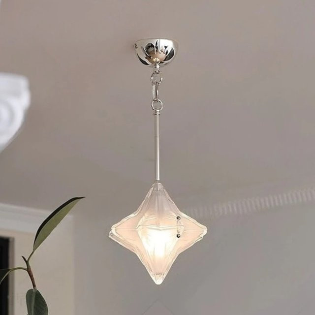Claeted Designer Stern-Pendelleuchte aus Glas in Transparent mit Chrom-Details für Esszimmer, Küche und Flur - Bild 1