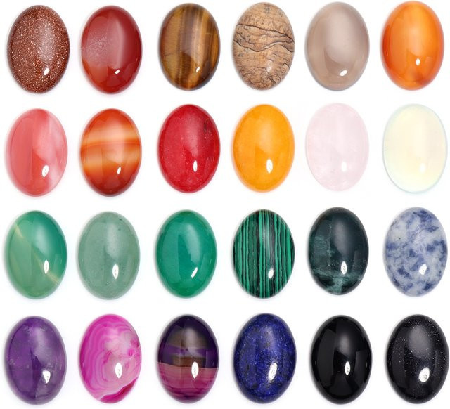 Perlen Tigerauge, Opal, Achate, Cabochon, lacoogh, Unisex - Bild 1