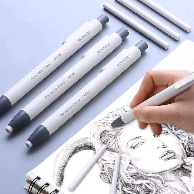 MROOFUL 6er Set Druckbleistift-Radiergummi mit austauschbaren Kernen in Grau - Bild 1