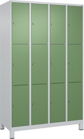 C+P Schließfachschrank Classic PLUS mit 4 Abteilen und Füßen, Farbe Grau und Resedagrün, B/T/H: 120 x 50 x 195 cm - Bild 1