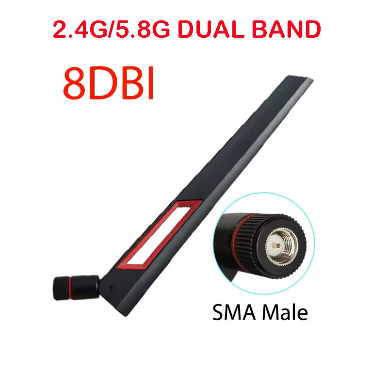 GRANDWISDOM Dualband WiFi Antenne 2,4GHz/5,8GHz mit 8dBi Verstärkung, RP-SMA SMA Buchse, Schwarz - Bild 2