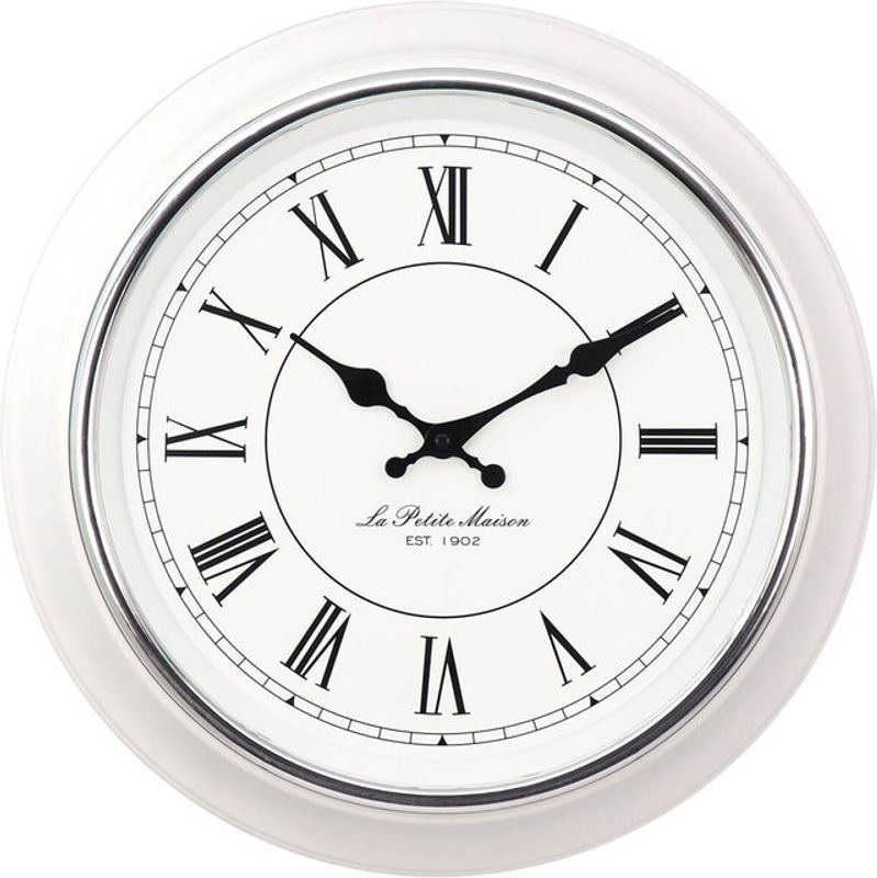 Mebus Wanduhr weiß, analoge Quarz-Uhr aus Kunststoff, rund, Durchmesser: 38 cm - Bild 1