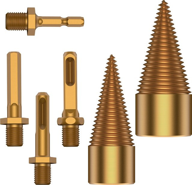 Toorise Brennholzbohrer Brennholzspaltbohrer in Gold mit 42 mm Durchmesser - Bild 1