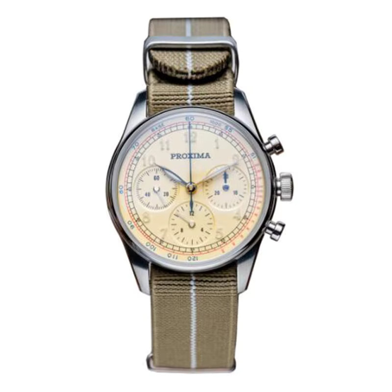 Proxima Chronograph, Herren, Edelstahl, Handaufzug, 39 mm, Silber - Bild 4