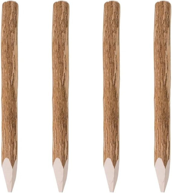vidaXL Zaunpfosten aus Haselholz mit Spitzen Enden, 4 Stück, Braun, Höhe: 90 cm - Bild 1
