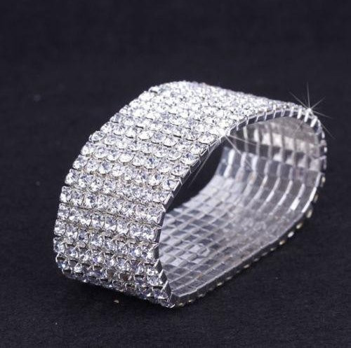 Stretch-Armband, Kristall-Strass, versilbert, mehrreihig, Damen - Bild 1