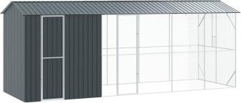 vidaXL Vogelgehege Anthrazit aus verzinktem Stahl B/T/H: 645 x 210 x 247 cm - Bild 1