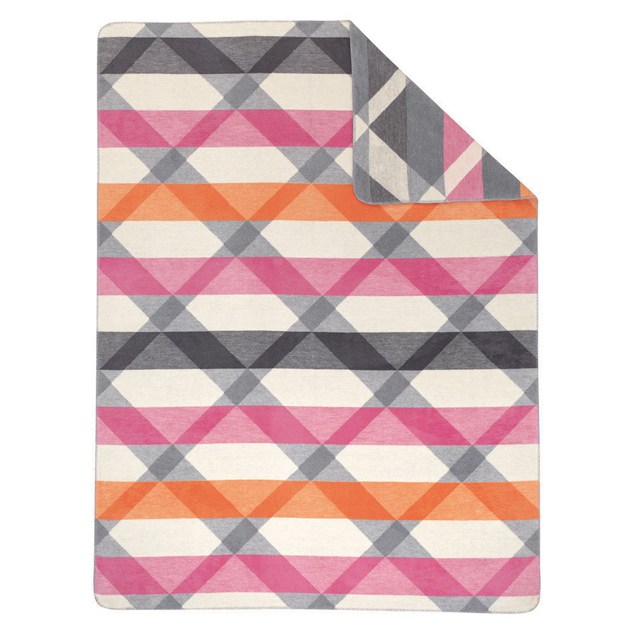 Ibena Kuscheldecke Sorrento Dessin 1454-100, B/T: 150 x 200 cm, Grau-Pink-Orange, Jacquard-Design - Bild 1