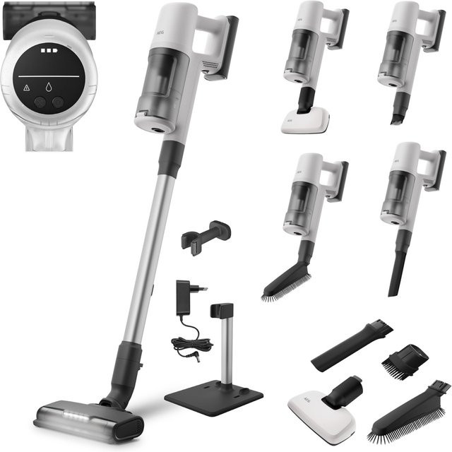 AEG Akku-Stielstaubsauger AP61HB21SH in Shell White mit Display und Turbo-Bürste, 0,5 l Staubvolumen, beutellos - Bild 1