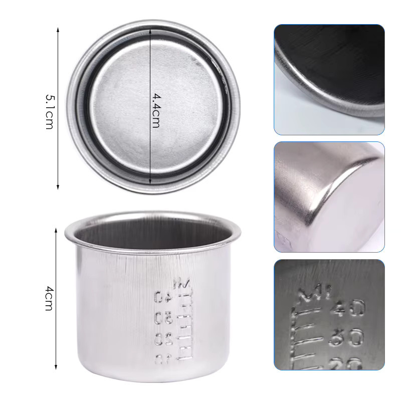 Muduoban 2er-Set Medizinische Messbecher aus Edelstahl mit Skala, Silber, 40 ml - Bild 3