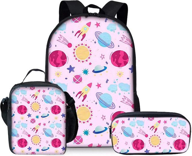VINKA Dreiteiliges Rucksack-Set Weltraum Planet Serie für Kinder in Multicolour - Bild 1
