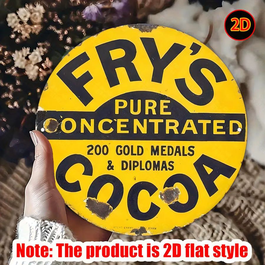 Vintage Fry'S Pure Concentrated Cocoa Aluminium-Wanddekoration, rund, Durchmesser: 19,99 cm - Bild 2