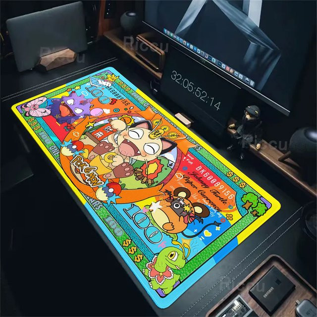 Potdemiel Mauspad XXL in buntem Banknoten-Stil für Gamer und Büro - Bild 1