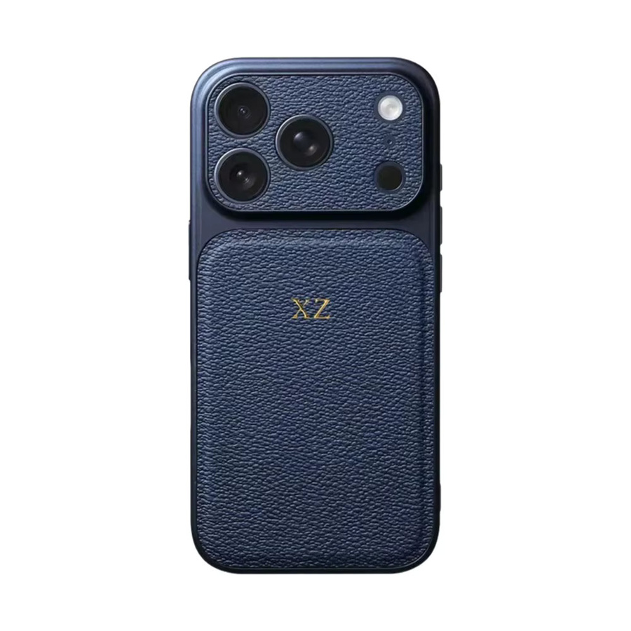 Personalisierte Lederhülle von YLUOYI mit Gold- oder Silber-Initialen für iPhone 14, inklusive Luxus-Objektivschutz - Bild 3