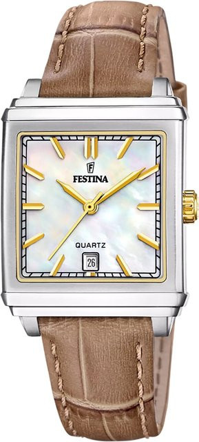 Festina Damenuhr, Quarz, Edelstahl, Eckig, 33 mm, Silber, 5 ATM - Bild 1